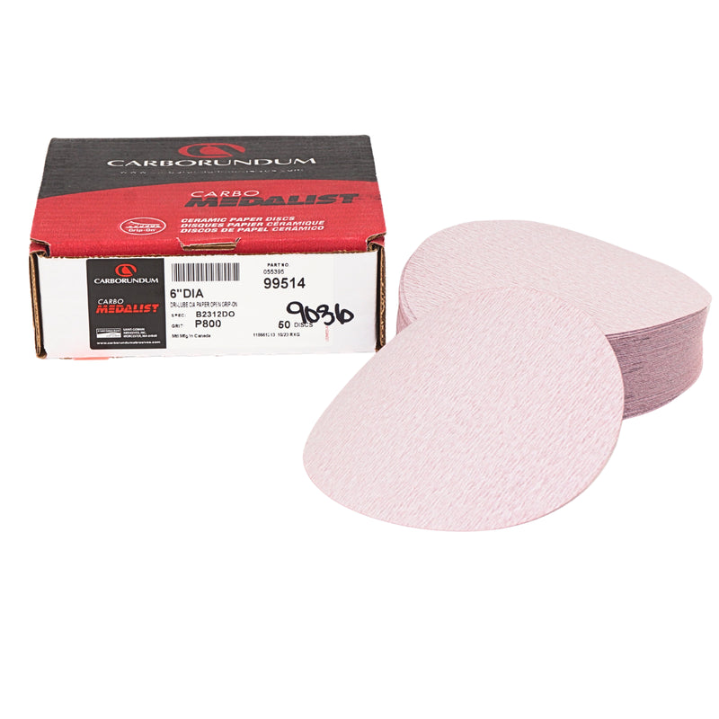Carborundum 6" P800B Carbo Medalist Dri-Lube Grip-On Disc - 99514 (50/box)