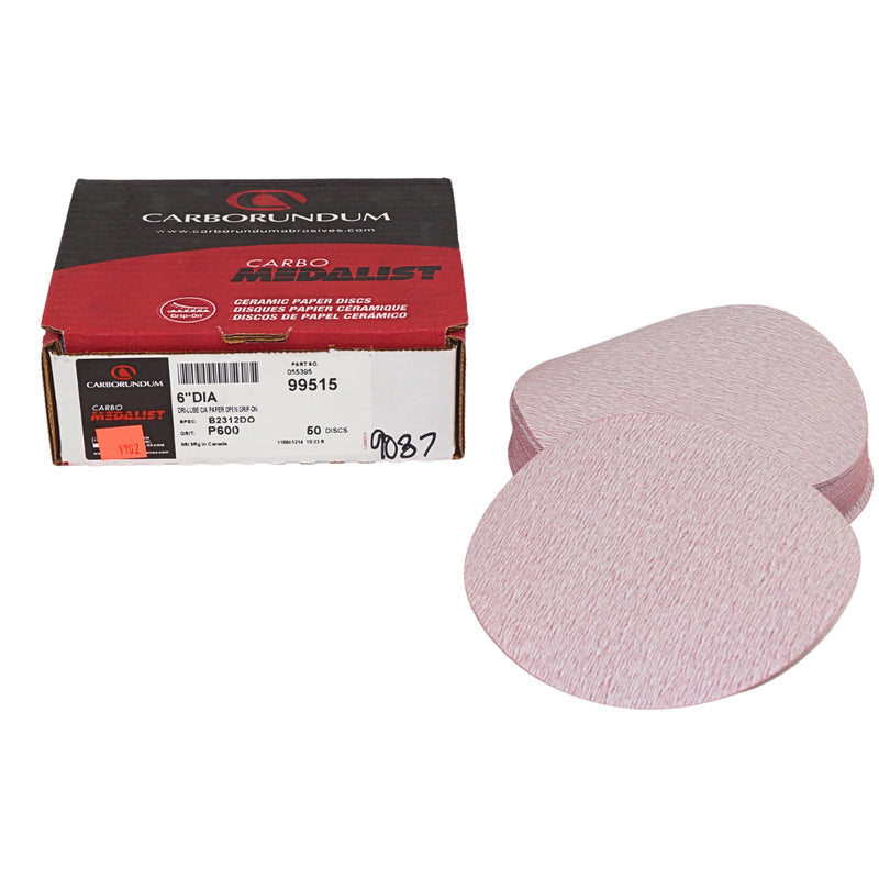 Carborundum 6" P600B Carbo Medalist Dri-Lube Grip-On Disc - 99515 (50/box)