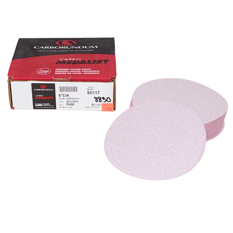 Carborundum 6" P400B Carbo Medalist Dri-Lube Grip-On Disc - 99517 (50/box)