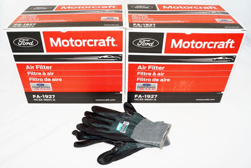 Powerstroke Diesel Air Filter Genuine OEM Motorcraft FA1927 Ford 2 Pack & Gloves - Image 1