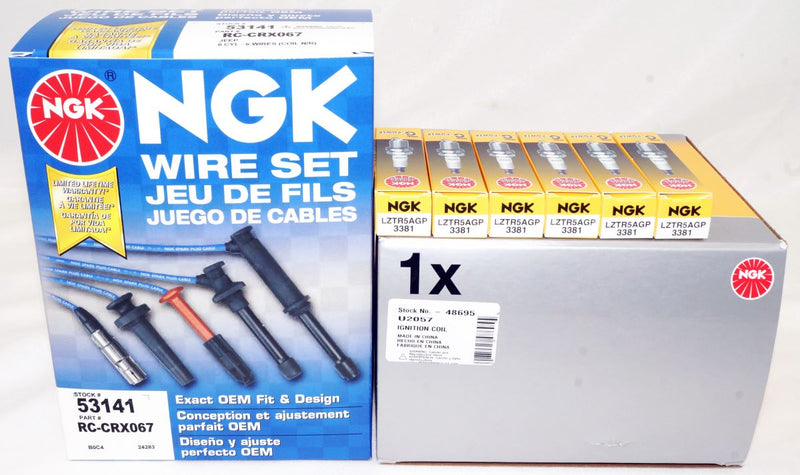 NGK Spark Plug, Ignition Wire Set and Ignition Coil Kit for 07-11 Jeep Wrangler - Image 2