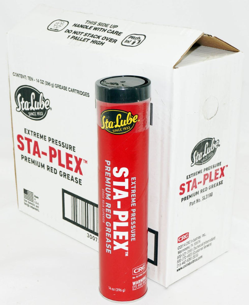 CRC SL3190 STA-LUBE Sta-Plex Extreme Pressure Premium Red Grease Cartridge 14 oz