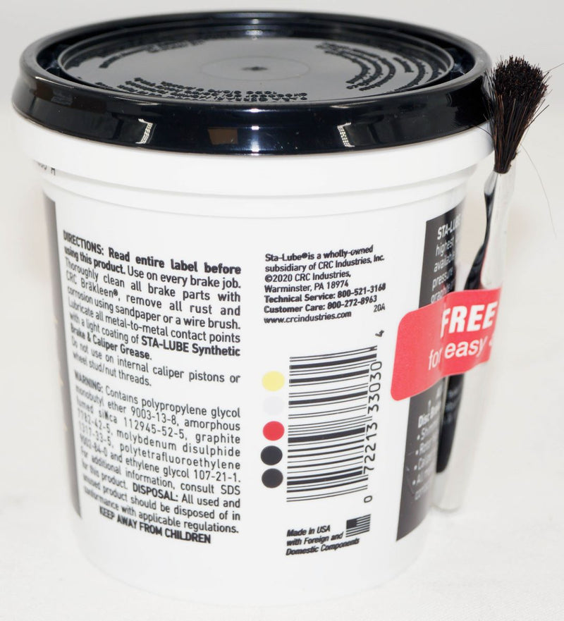 Sta-Lube Synthetic Brake and Caliper Grease 12 oz Tub with Brush SL3303 CRC