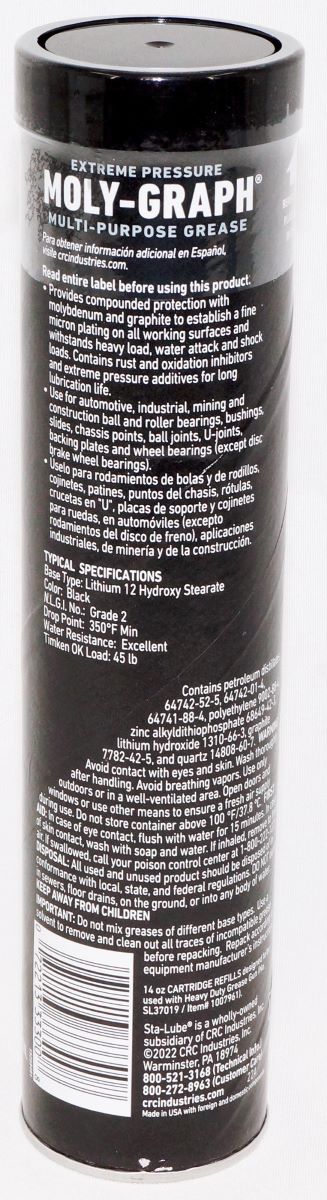 Sta-Lube SL3330 Moly-Graph Extreme Pressure Multi-Purpose Lithium 14 Oz CRC
