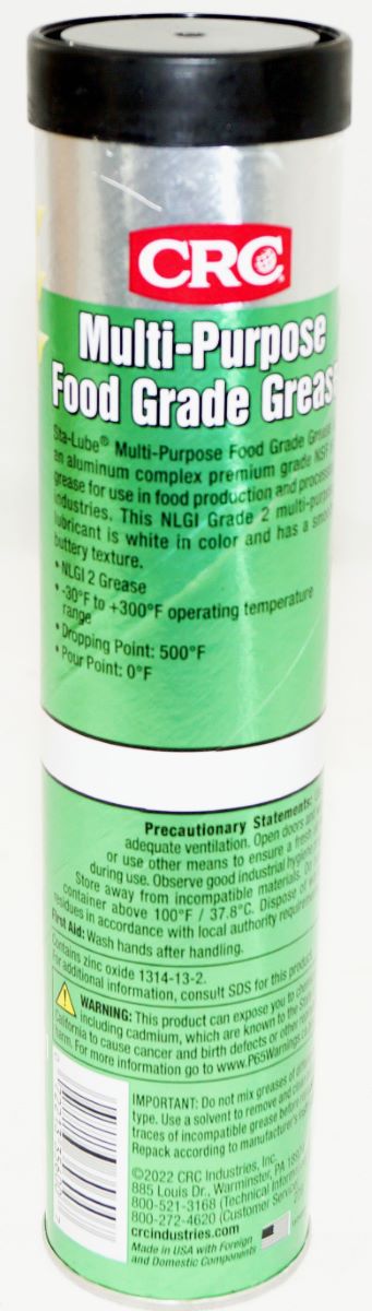 Sta-Lube Multi Purpose Food Grade Grease NSF H1 NLGI Grade 2 Premium Lubricant CRC