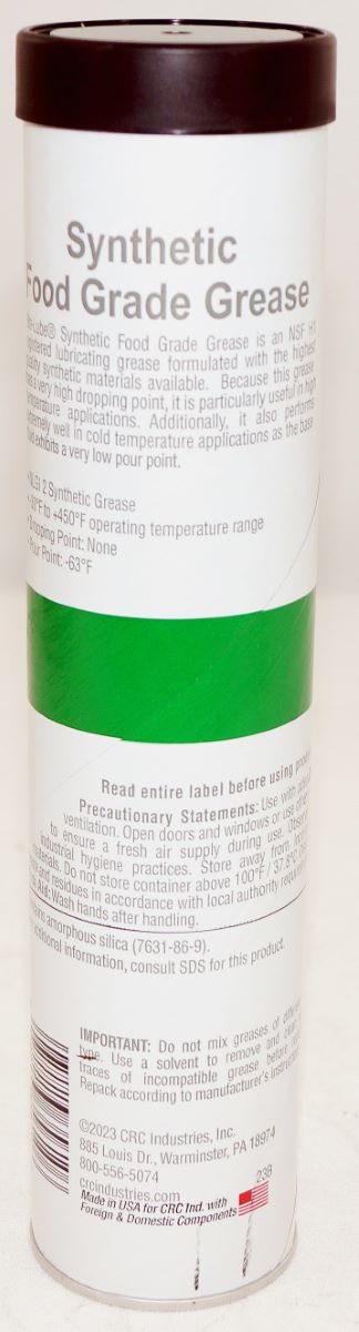 CRC Synthetic Food Grade High Temp Grease 14 Oz NSF H1 NLGI Grade 2 Lubricant