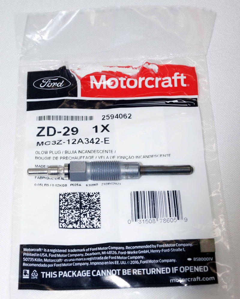 Motorcraft ZD-29 Glow Plug Ford MC3Z-12A342-E superceded from ZD9